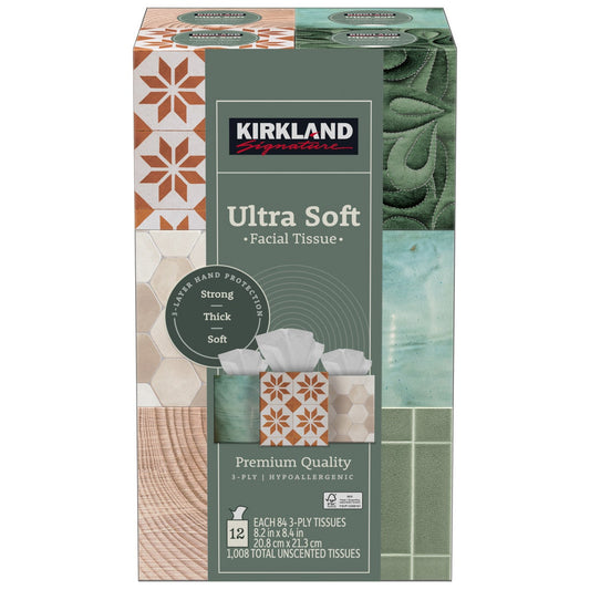 Kirkland Signature 3-ply facial tissue 12-pack