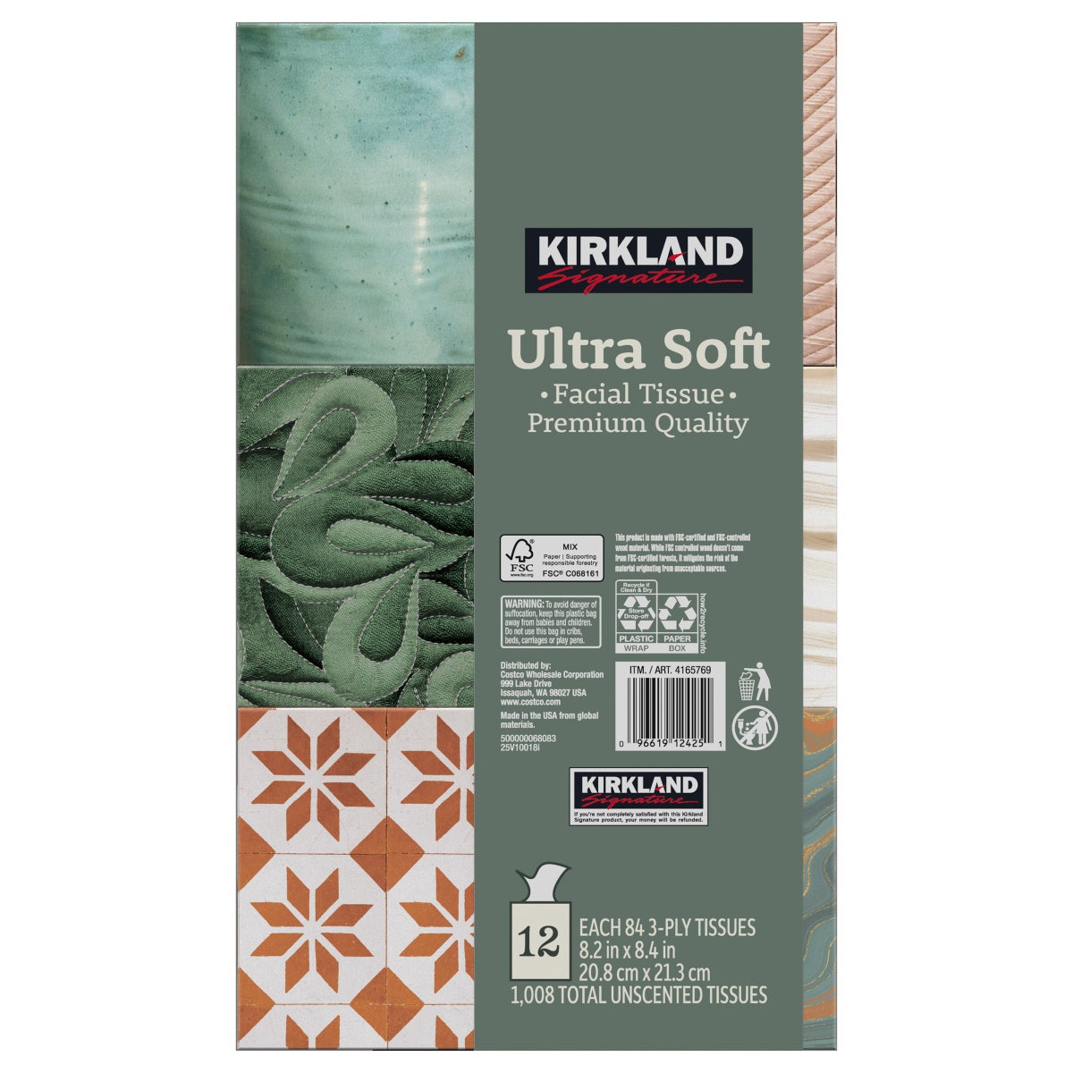 Kirkland Signature facial tissue box front view