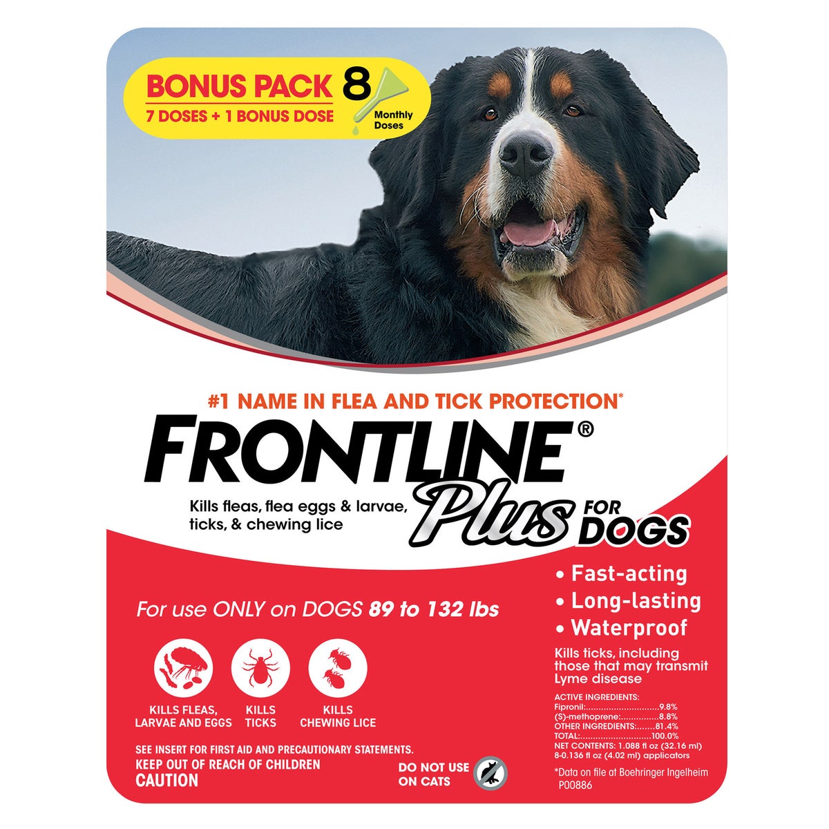 Frontline Plus flea and tick treatment for large dogs 89 to 132 lb