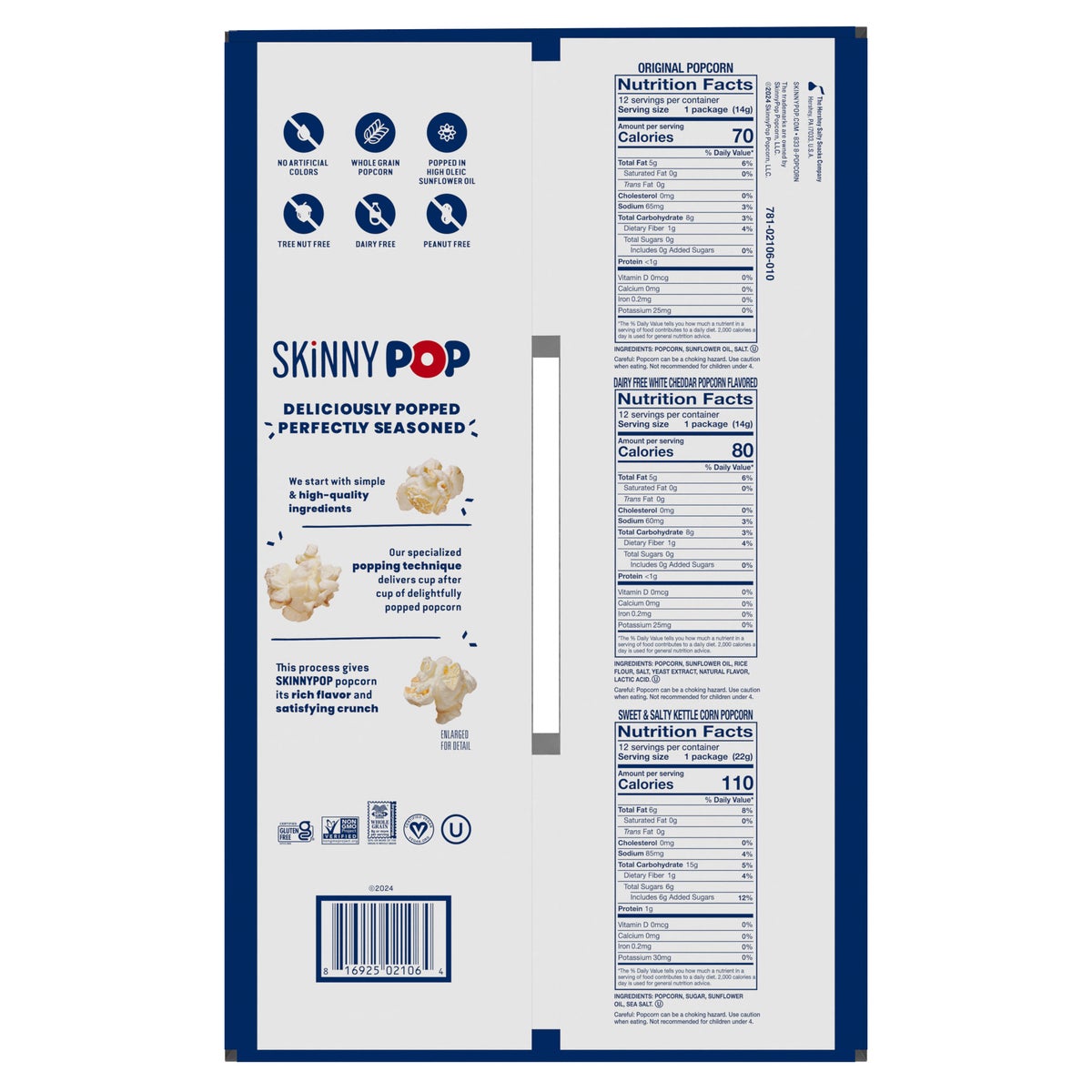 Skinny Pop popcorn individual snack bags