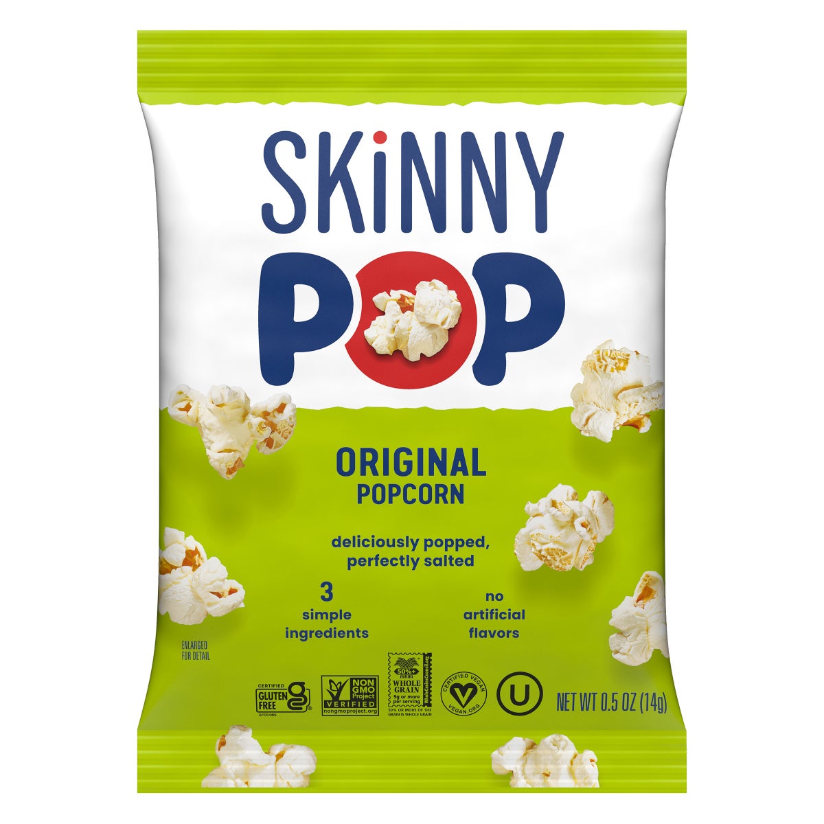 Skinny Pop popcorn variety pack side view