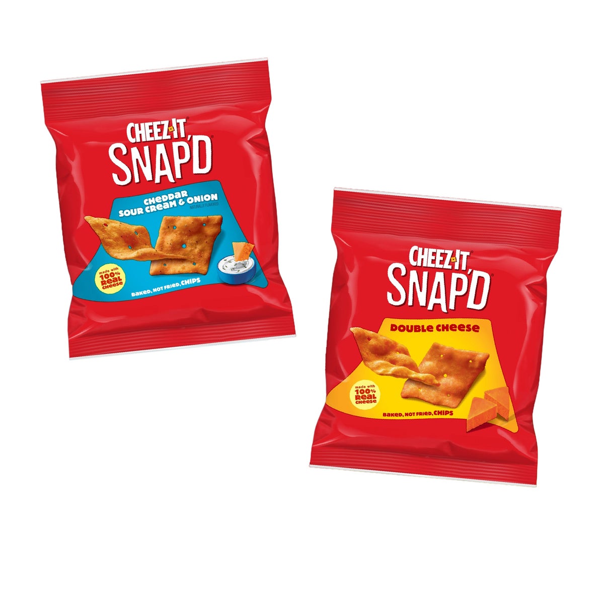Cheesy thin crispy Cheez-It Snap'd snack crackers