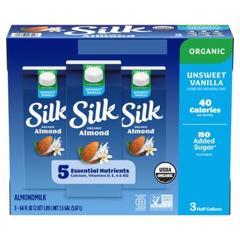 Silk Organic Unsweet Vanilla Almondmilk 64 fl oz 3-count