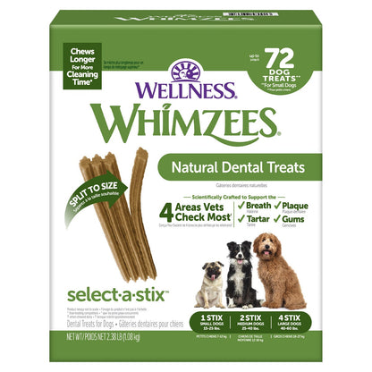 Whimzees natural dental chew sticks 72-count pack