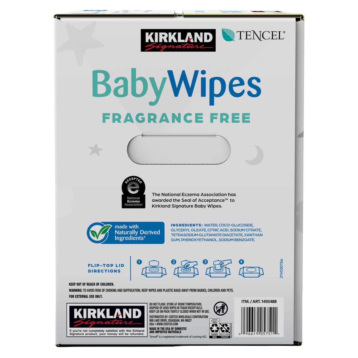 Kirkland Signature hypoallergenic baby wipes close-up