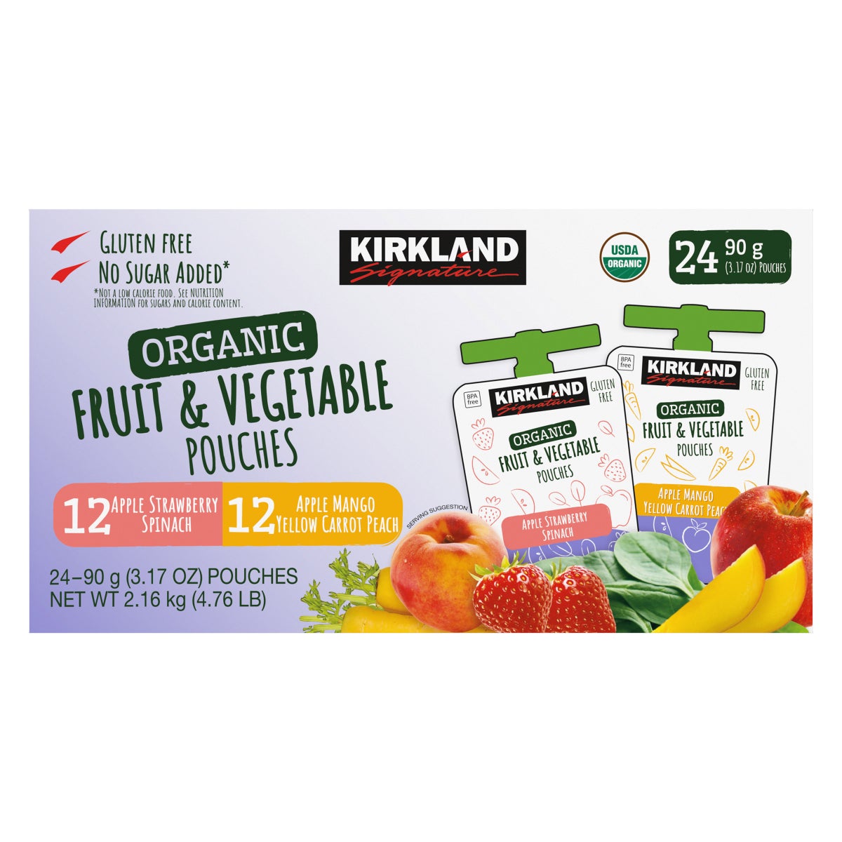 Kirkland Signature 24-count organic snack pouches