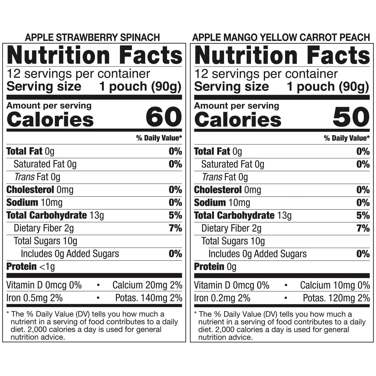 Kirkland Signature no sugar added fruit and vegetable pouches