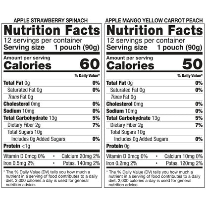 Kirkland Signature no sugar added fruit and vegetable pouches