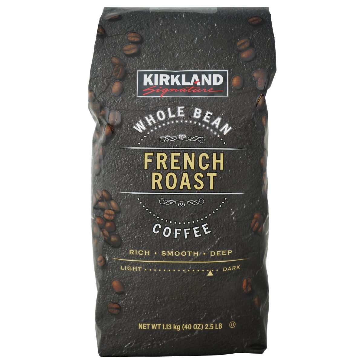 Kirkland Signature French roast whole bean coffee bag