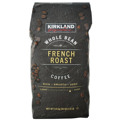 Kirkland Signature French roast whole bean coffee bag