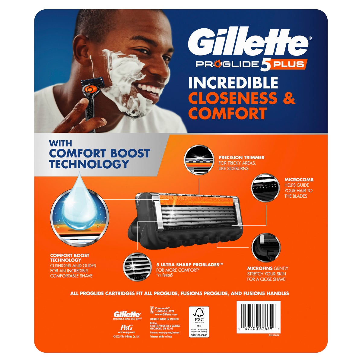 Gillette ProGlide Plus 16-count shaving cartridge pack front view