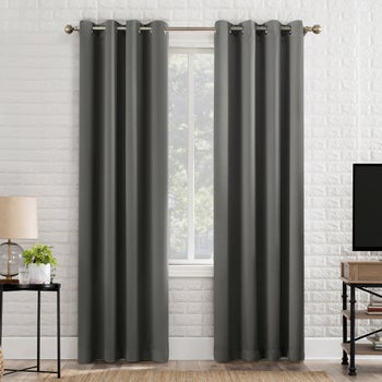 Sun Zero Broderick gray theater grade blackout curtains