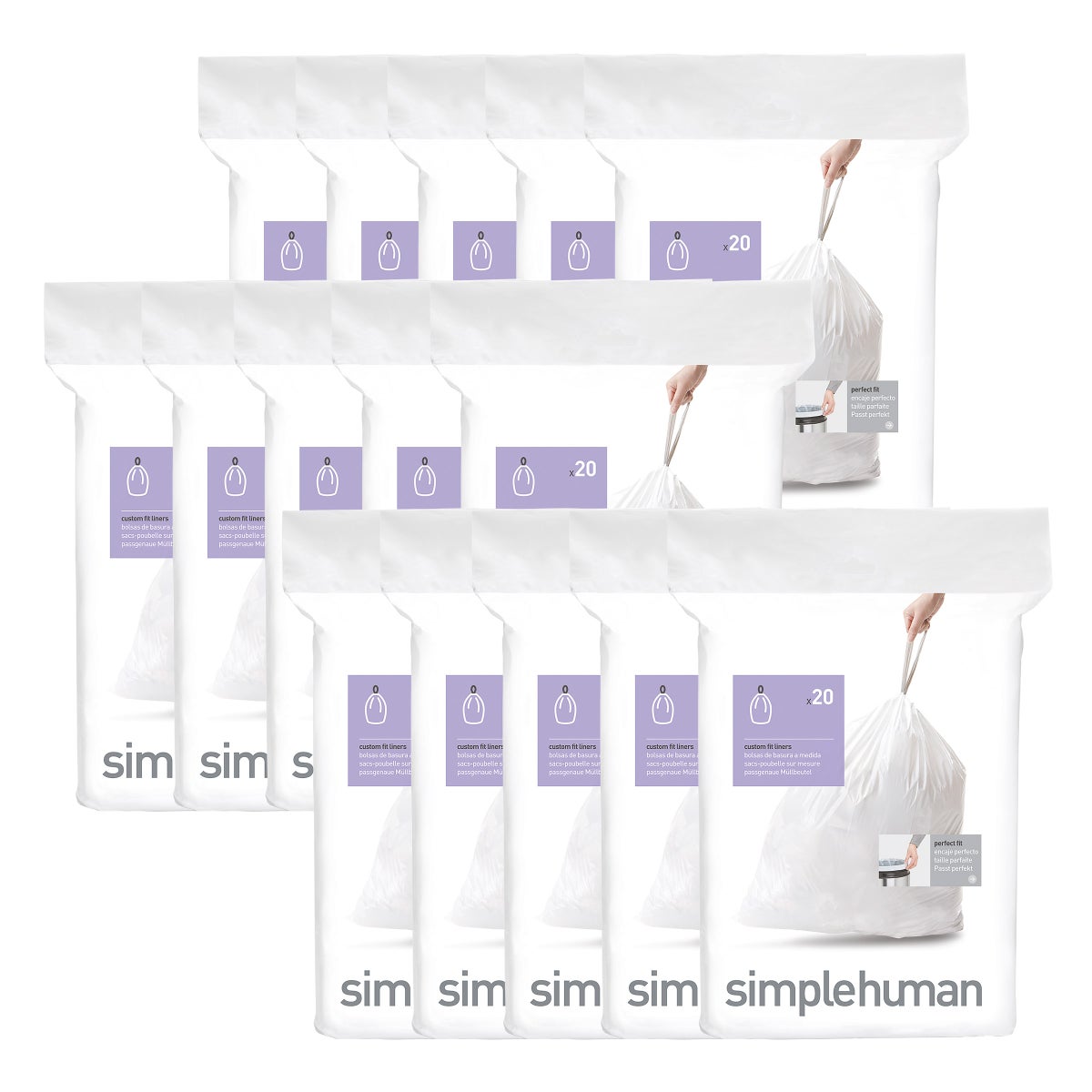 simplehuman custom fit liners 300-pack