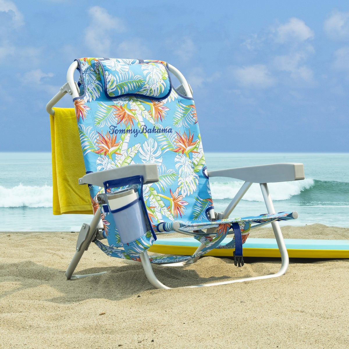 Tommy Bahama beach chair with insulated cargo pouch