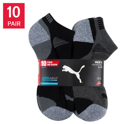 PUMA men's black no show socks 10-pair pack
