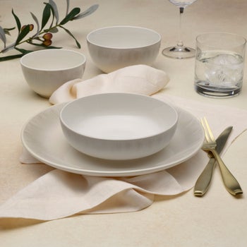Mikasa Logan gray stoneware 32-piece dinnerware set