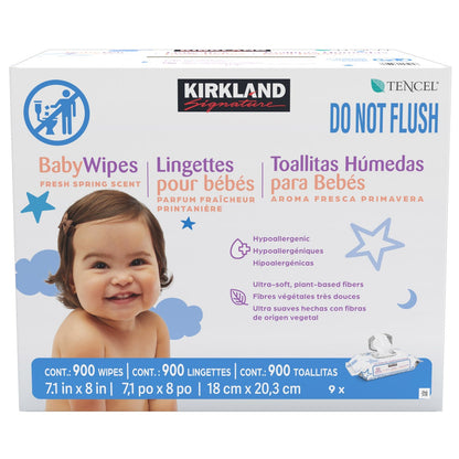 Kirkland Signature baby wipes fresh spring scent 900 count