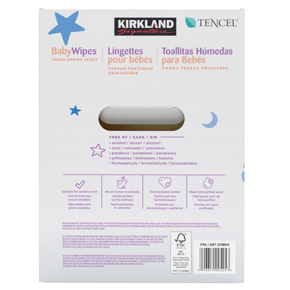 Flip-top soft pack Kirkland Signature baby wipes