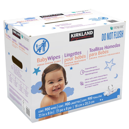 Hypoallergenic baby wipes with fresh spring scent