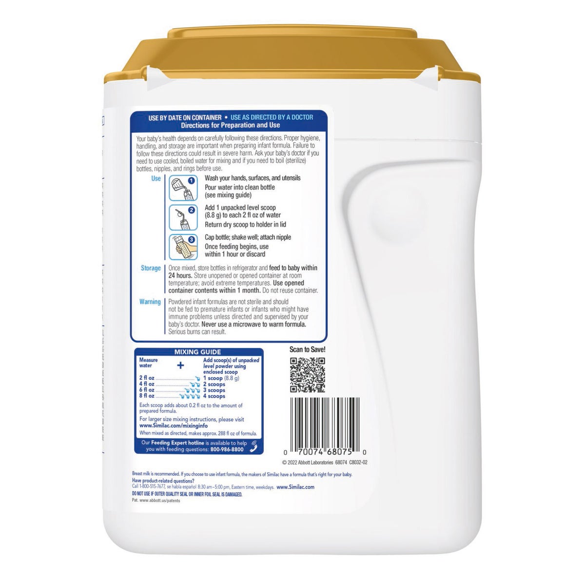 Non-GMO Similac infant formula powder can
