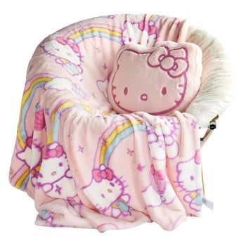 Kids licensed Stitch faux fur pillow and throw set