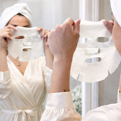 Hyaluronic acid silk sheet masks for radiant skin