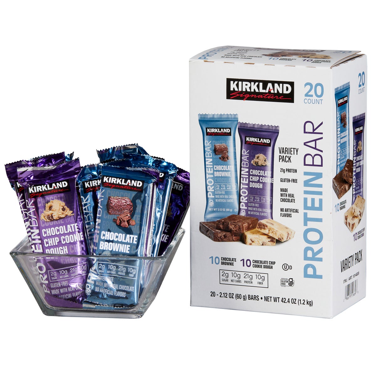 Kirkland Signature 2.12 oz protein bars front packaging