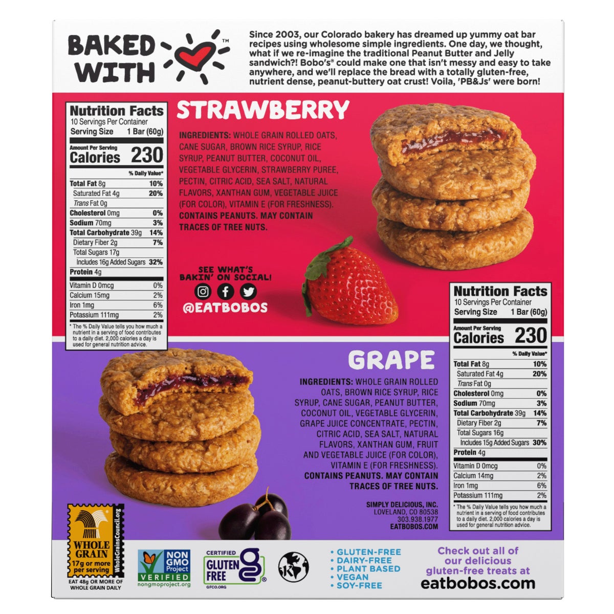 Bobo's oat sandwich bars in PB&J flavor