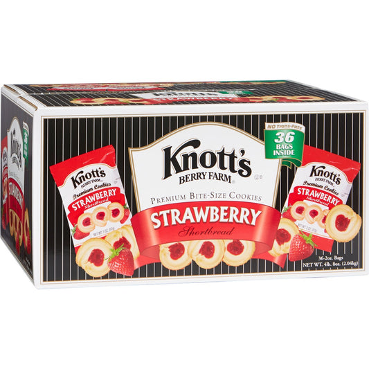 Knott's strawberry shortbread bite size cookies 36-count box