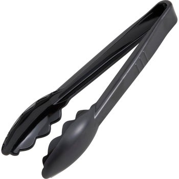 Winco 9 inch black plastic tongs 6 count