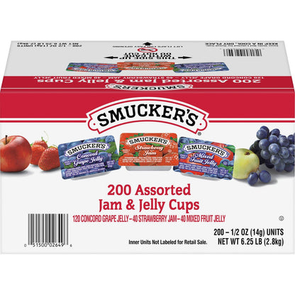 Smucker's assorted jam and jelly cups 200-count pack