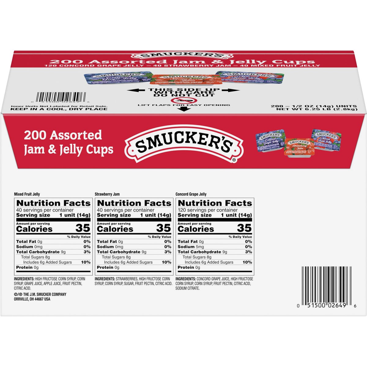 Single-serve Smucker's jam and jelly cups