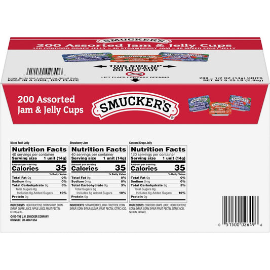 Single-serve Smucker's jam and jelly cups