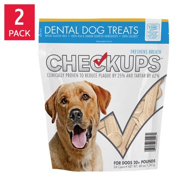 CheckUps dental dog treats 24 count 2-pack
