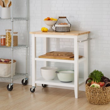 TRINITY 3-tier kitchen cart with rubberwood top