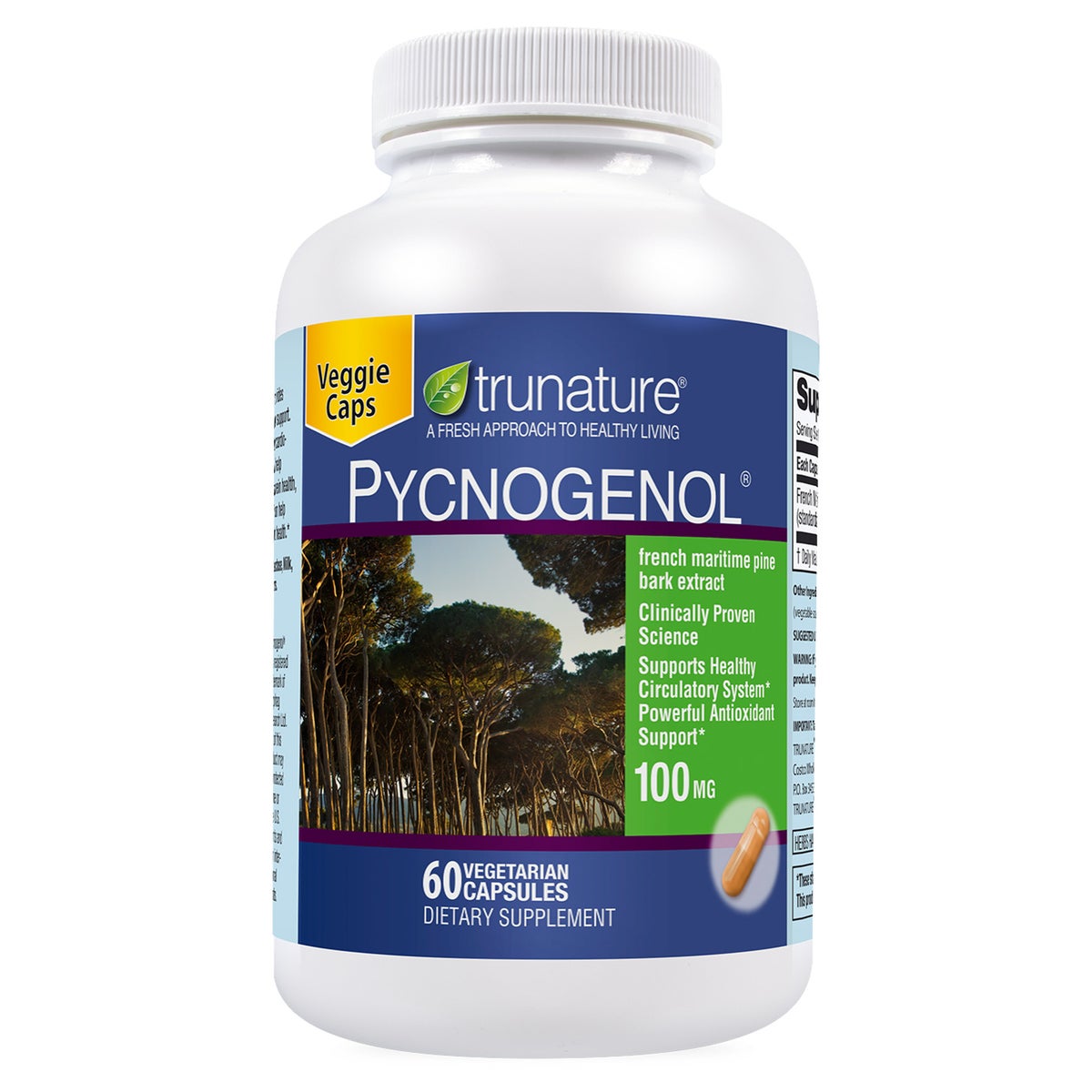trunature Pycnogenol 100 mg vegetarian capsules bottle