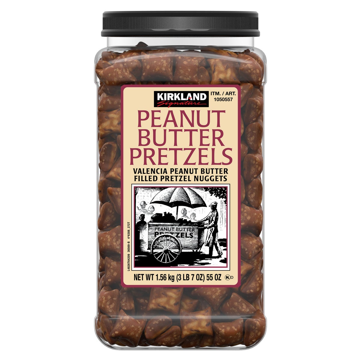 Kirkland Signature peanut butter filled pretzel nuggets 55 oz jar