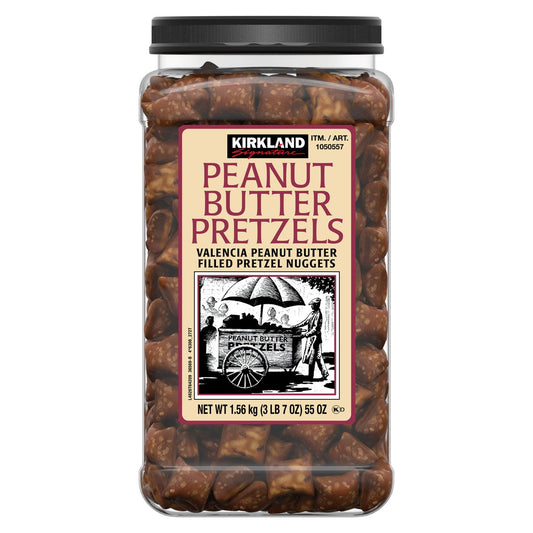 Kirkland Signature peanut butter filled pretzel nuggets 55 oz jar