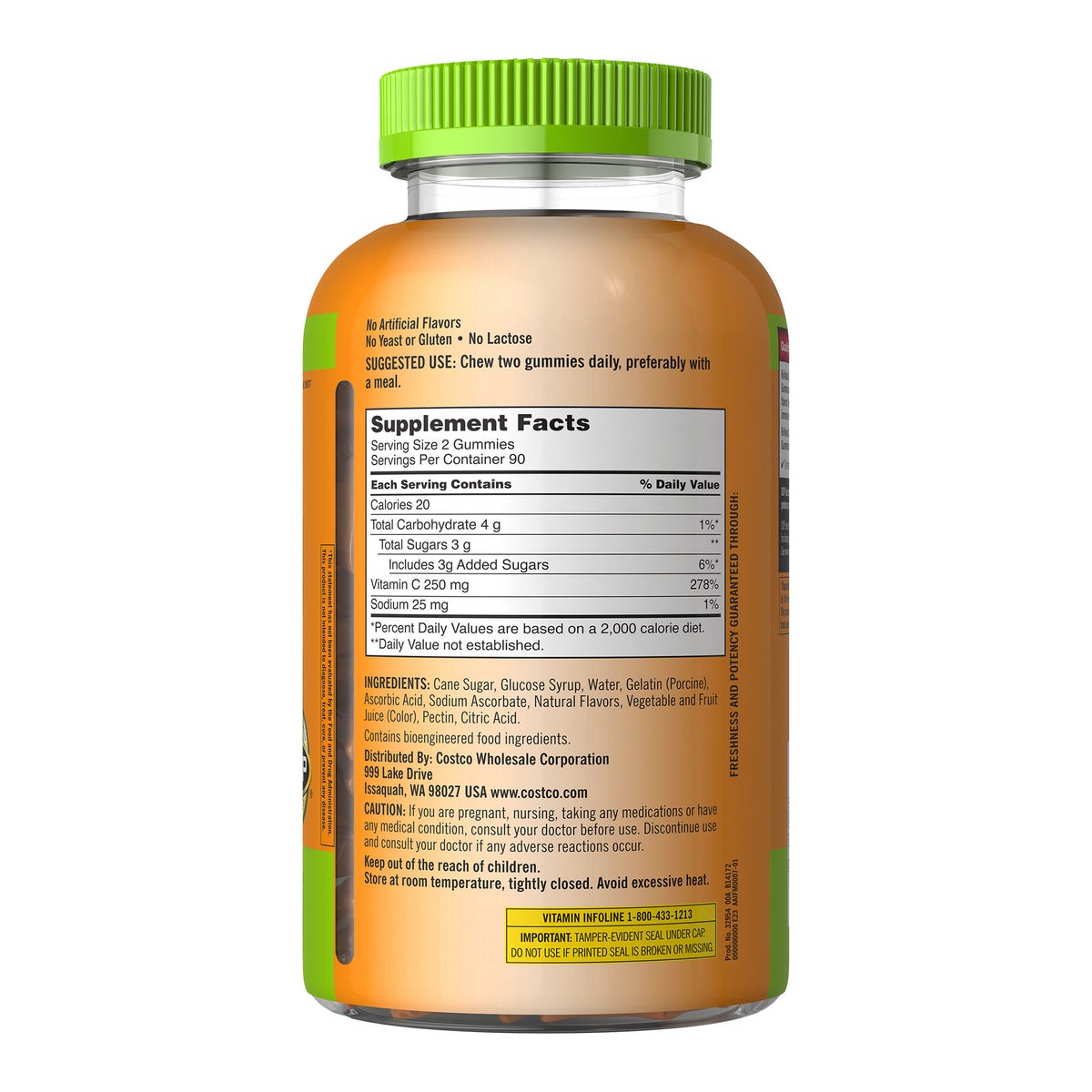 Natural fruit flavored vitamin C gummies