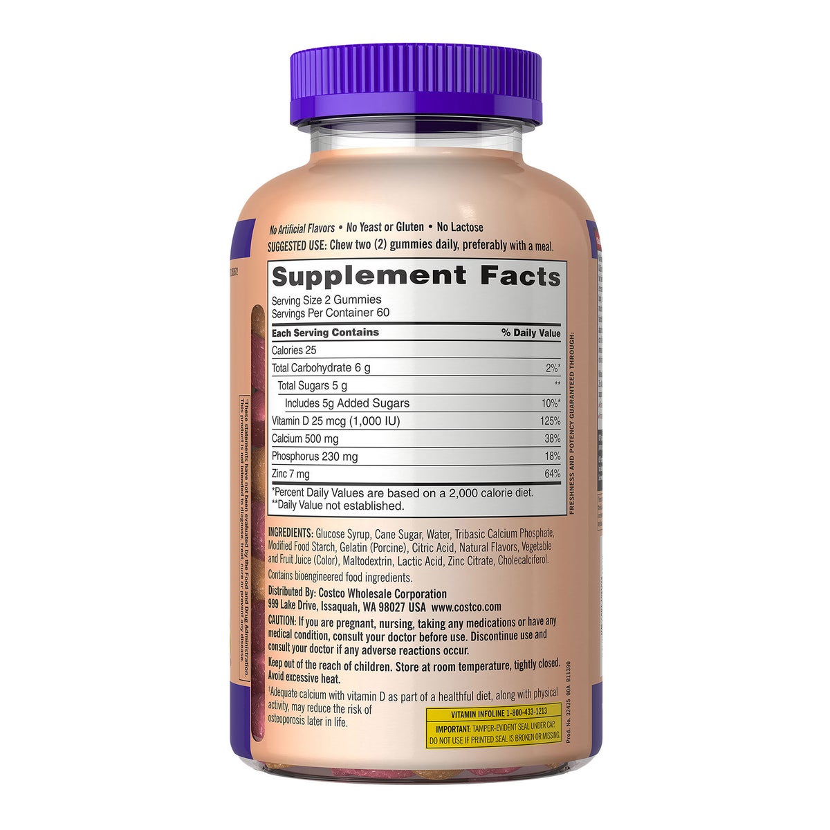 Two bottles of Kirkland Signature calcium gummies