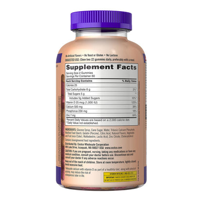 Two bottles of Kirkland Signature calcium gummies