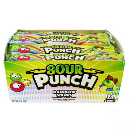 Sour Punch Straws, Rainbow, 2 oz, 24-count