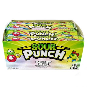 Sour Punch Rainbow Straws 24-count chewy sour candy