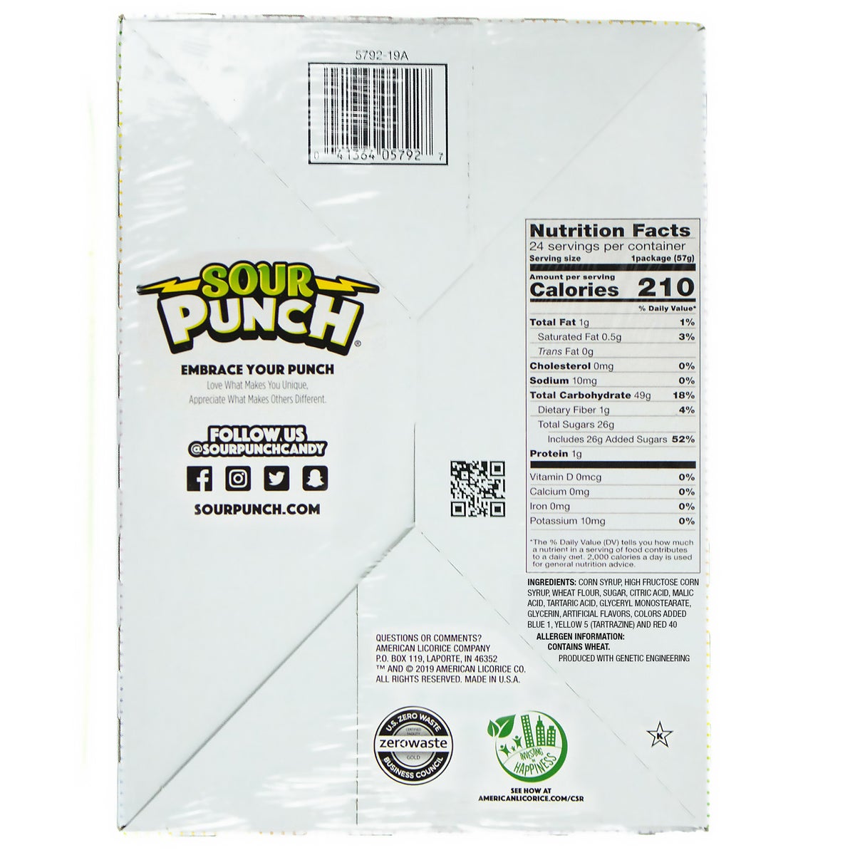 Sour Punch Straws, Rainbow, 2 oz, 24-count