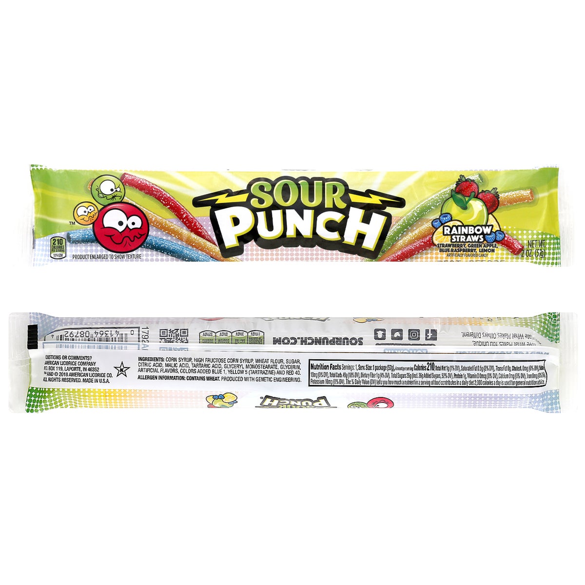 Sour Punch Straws, Rainbow, 2 oz, 24-count