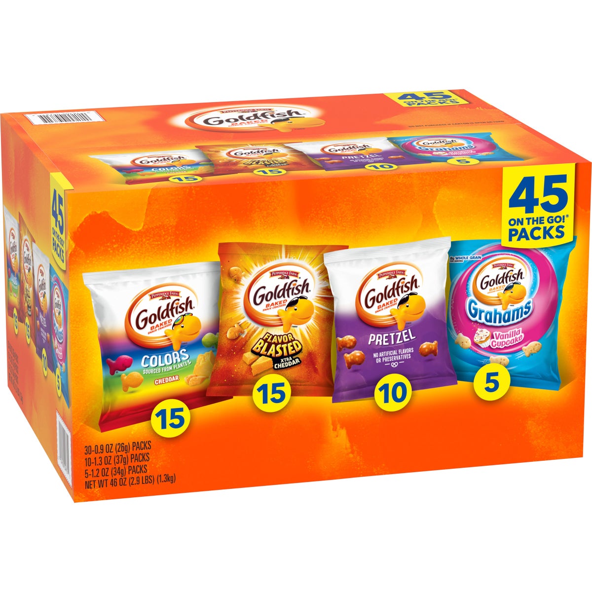 Goldfish snack crackers variety pack with mixed flavors