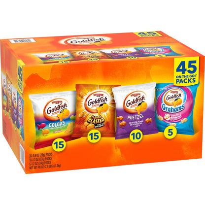 Goldfish snack crackers variety pack with mixed flavors