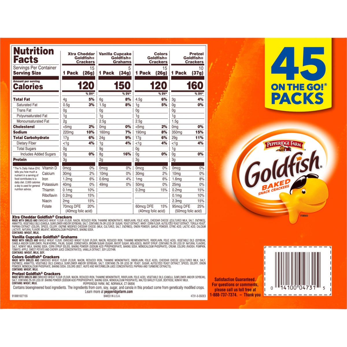 Individually packaged Goldfish baked snack bags