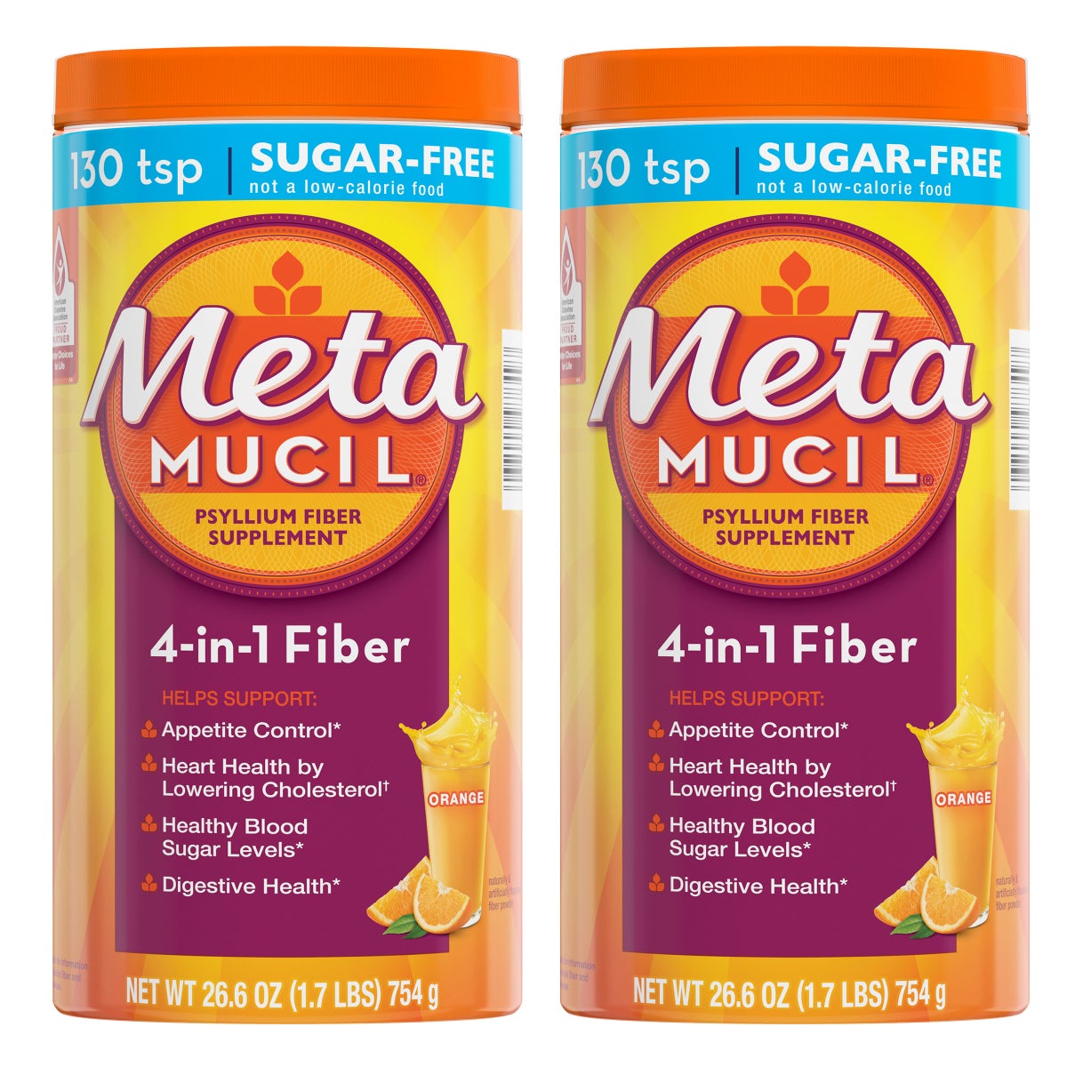Metamucil orange sugar free fiber supplement bottle