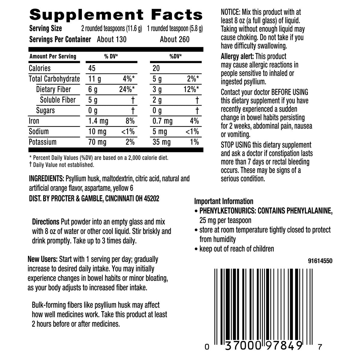 Two-bottle Metamucil fiber supplement pack
